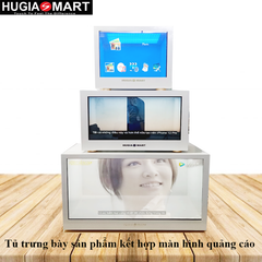 TỦ TRƯNG BÀY SẢN PHẨM KẾT HỢP MÀN HÌNH  QUẢNG CÁO TRONG SUỐT 21,5 INCH