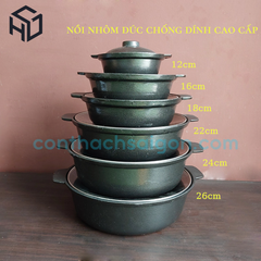 Nồi Nhôm Đúc Chống Dính Nắp Kính Cao Cấp Dành Cho Nhà Hàng Quán Ăn Nhiều Size