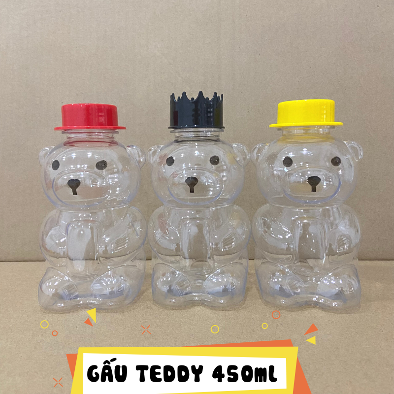 TD450 - Chai Nhựa PET Đựng Trà Sữa Hình TEDDY 450ml