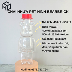 BR400 - Chai Nhựa PET Mẫu Hình Gấu Bearbrick 400ml