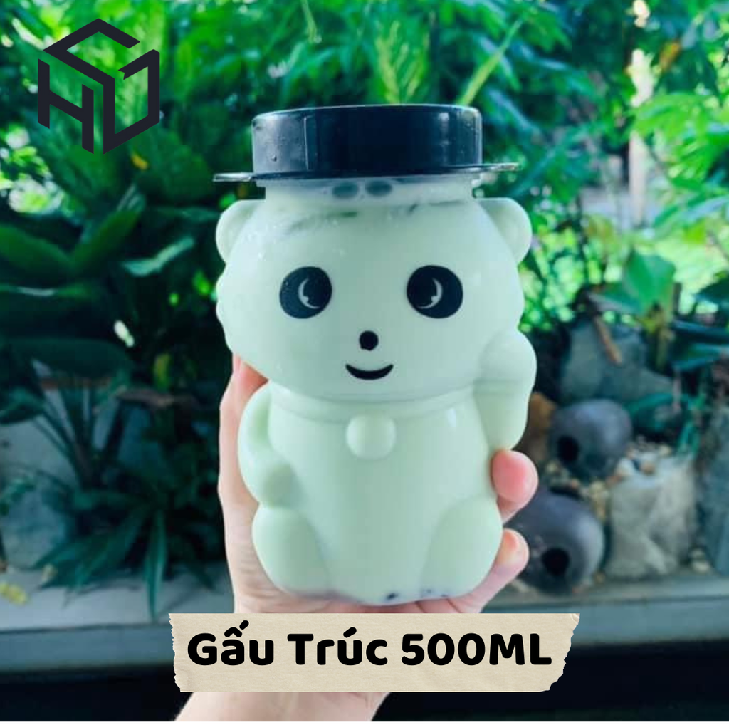 GAUTRUC500 - Hủ nhựa PET hình nhân vật hoạt hình gấu trúc 500ml siêu yêu