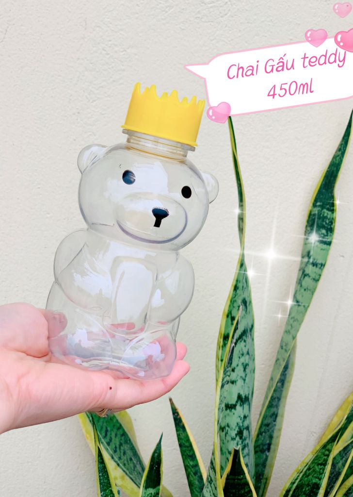 TD450 - Chai Nhựa PET Đựng Trà Sữa Hình TEDDY 450ml