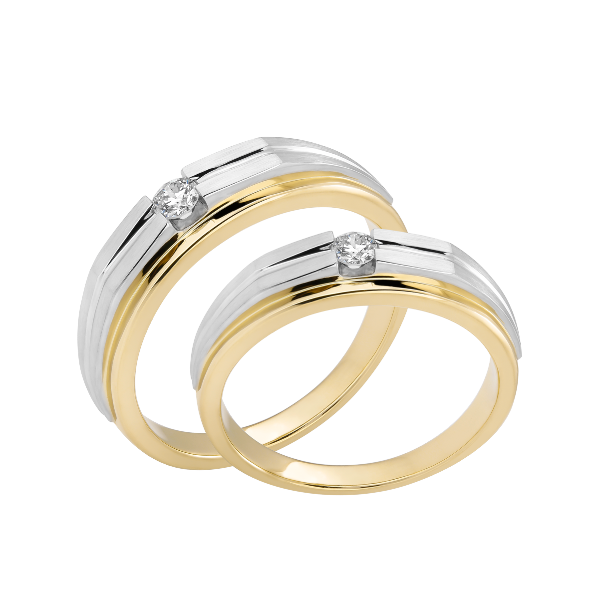 Nhẫn cưới nam kim cương vàng 14K Atlas 10p M