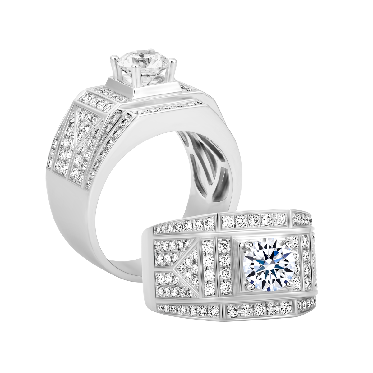 Nhẫn nam kim cương tấm vàng 14K Bravery 5C W