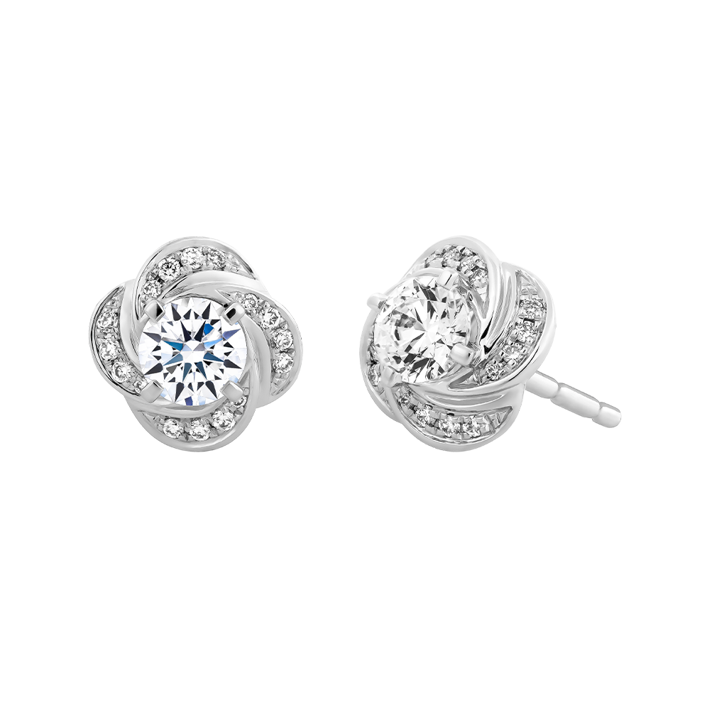 Hoa tai kim cương tấm platinum 950 Canzon 2C