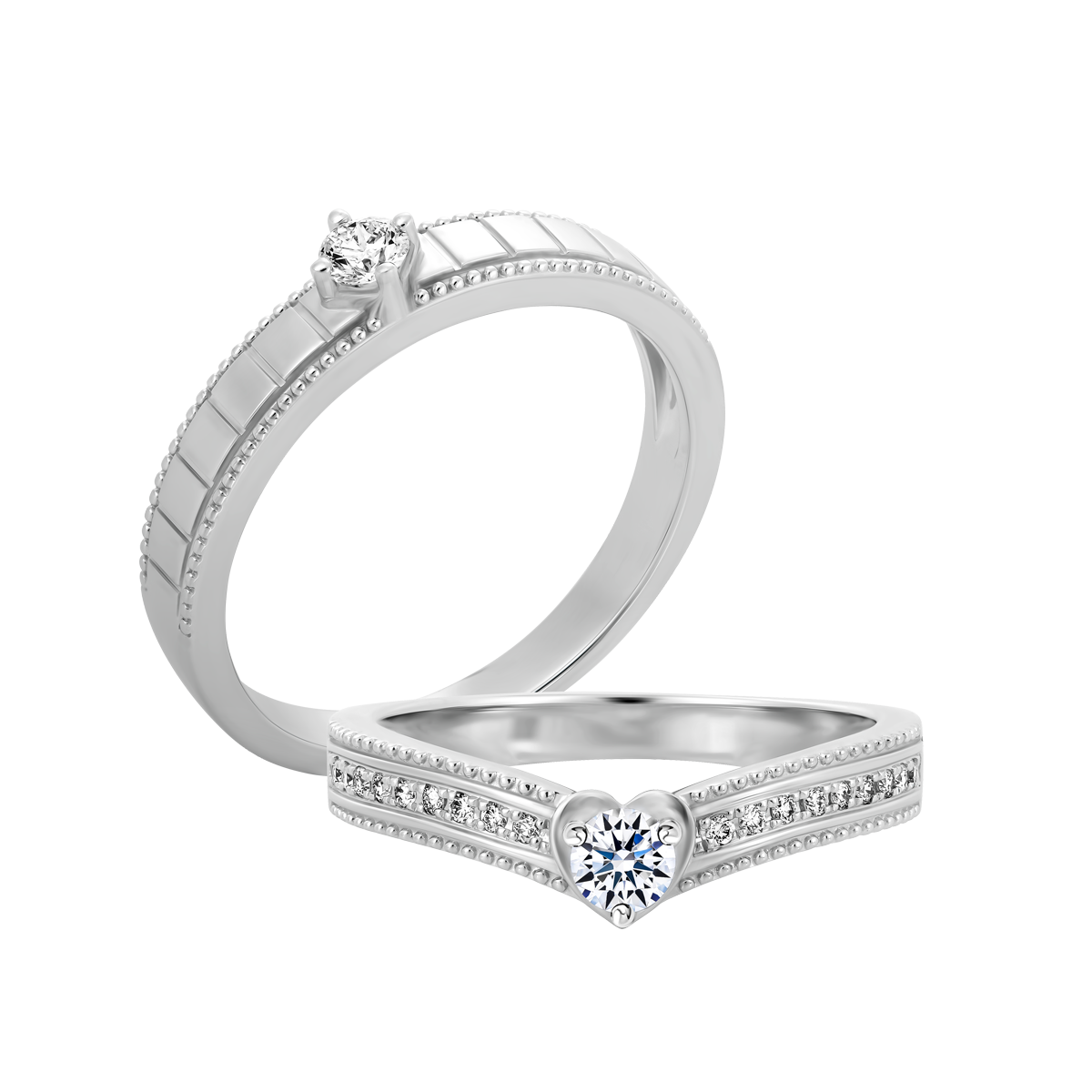Nhẫn cưới nam kim cương vàng 14K Darling 10p M