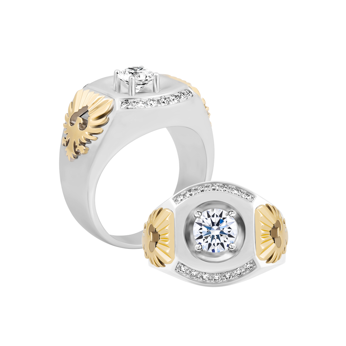 Nhẫn nam kim cương tấm vàng 14K Ferris V2 1.5CT WY