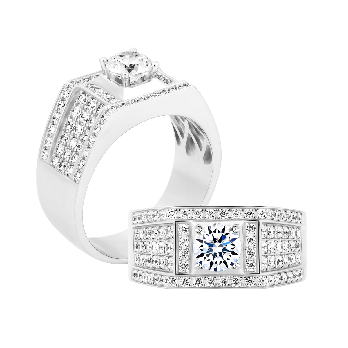 Nhẫn nam đính đá CZ vàng 14K Valkyrie 5C W
