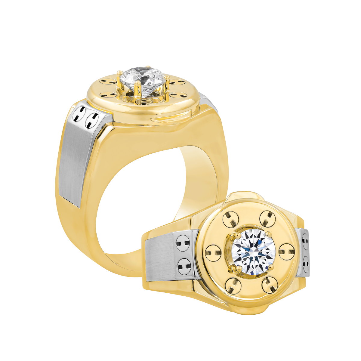 Nhẫn nam đính đá CZ vàng 14K Hubling 1CT YW