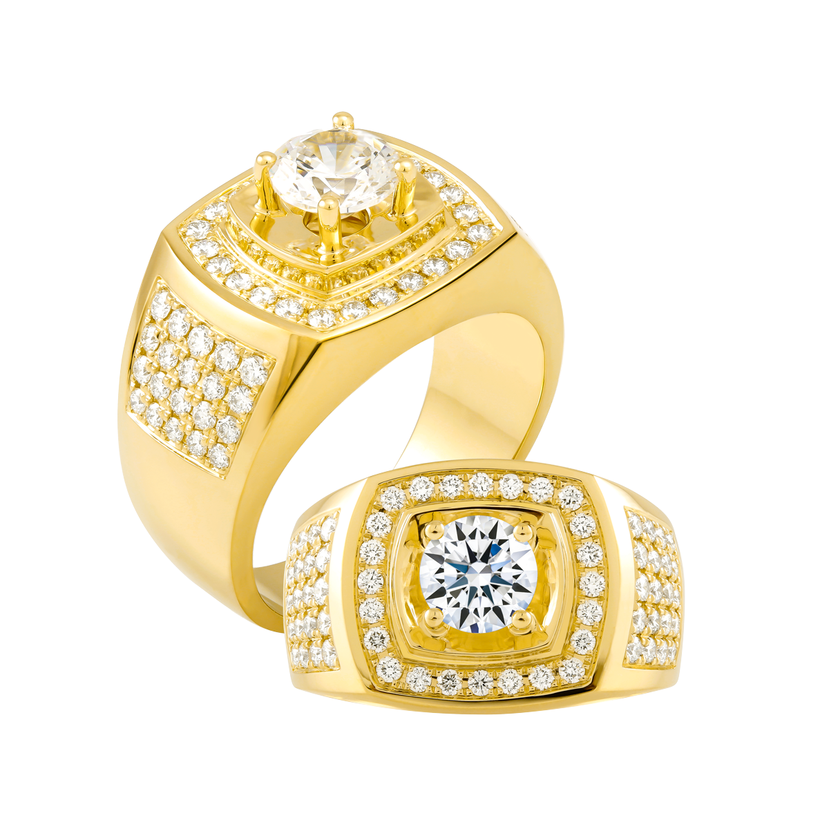 Nhẫn nam đính đá CZ vàng 14K Rollsing 2CT Y