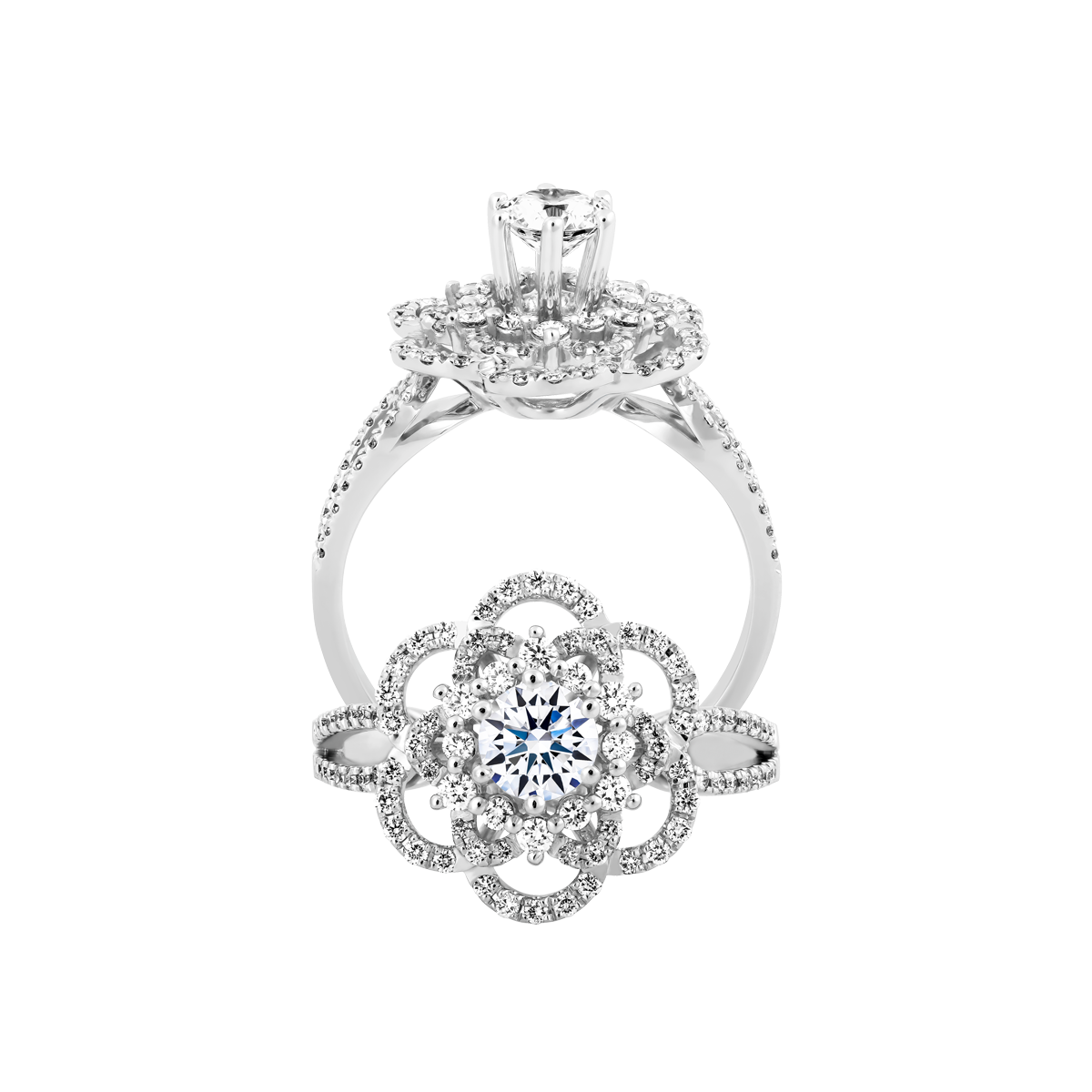 Ổ nhẫn nữ kim cương tấm vàng 14K Canation 3C