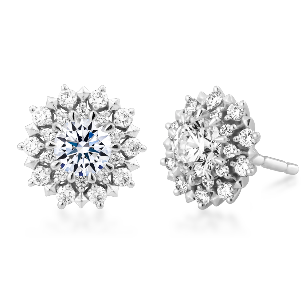 Hoa tai kim cương tấm platinum 950 Elysium 2C