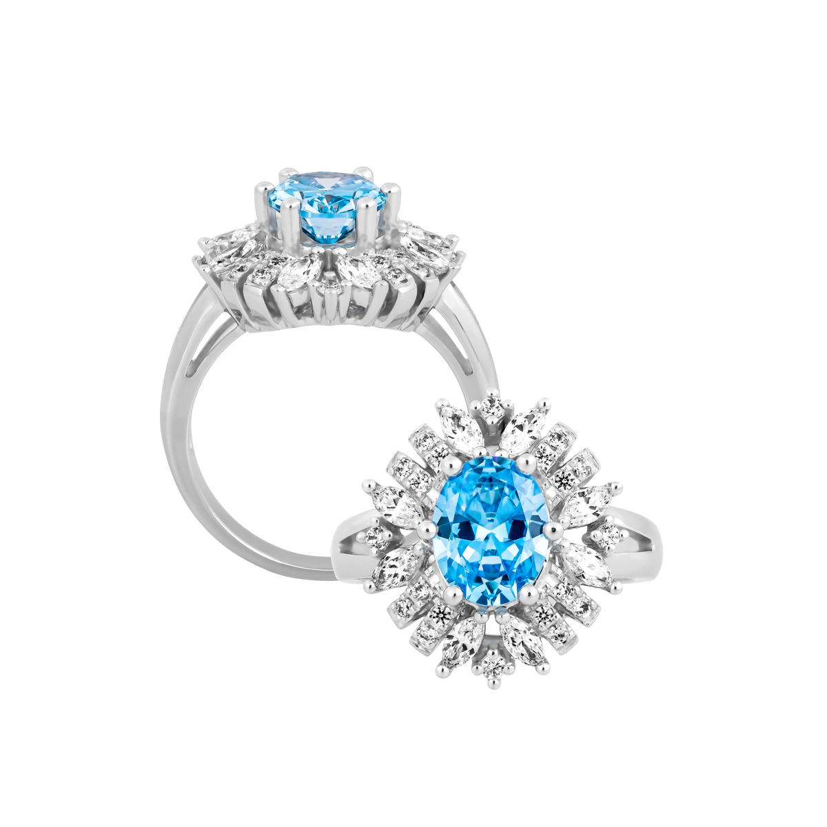 Nhẫn nữ đính đá màu Topaz vàng 14K Rabbin S.Top