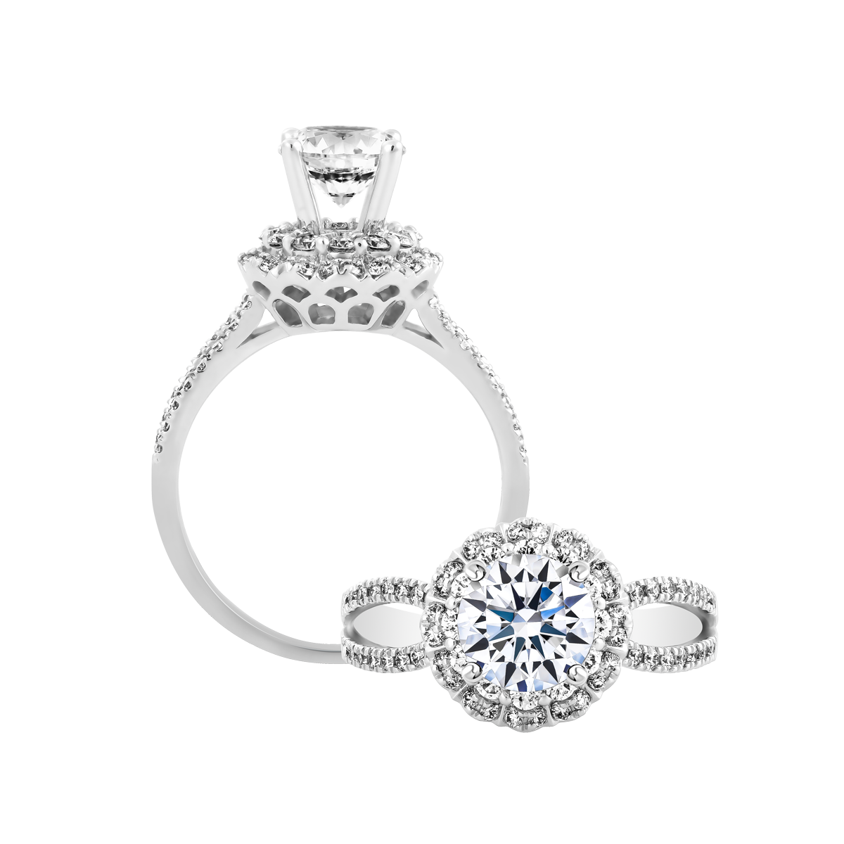 Nhẫn nữ kim cương tấm vàng 14K Akina 3C