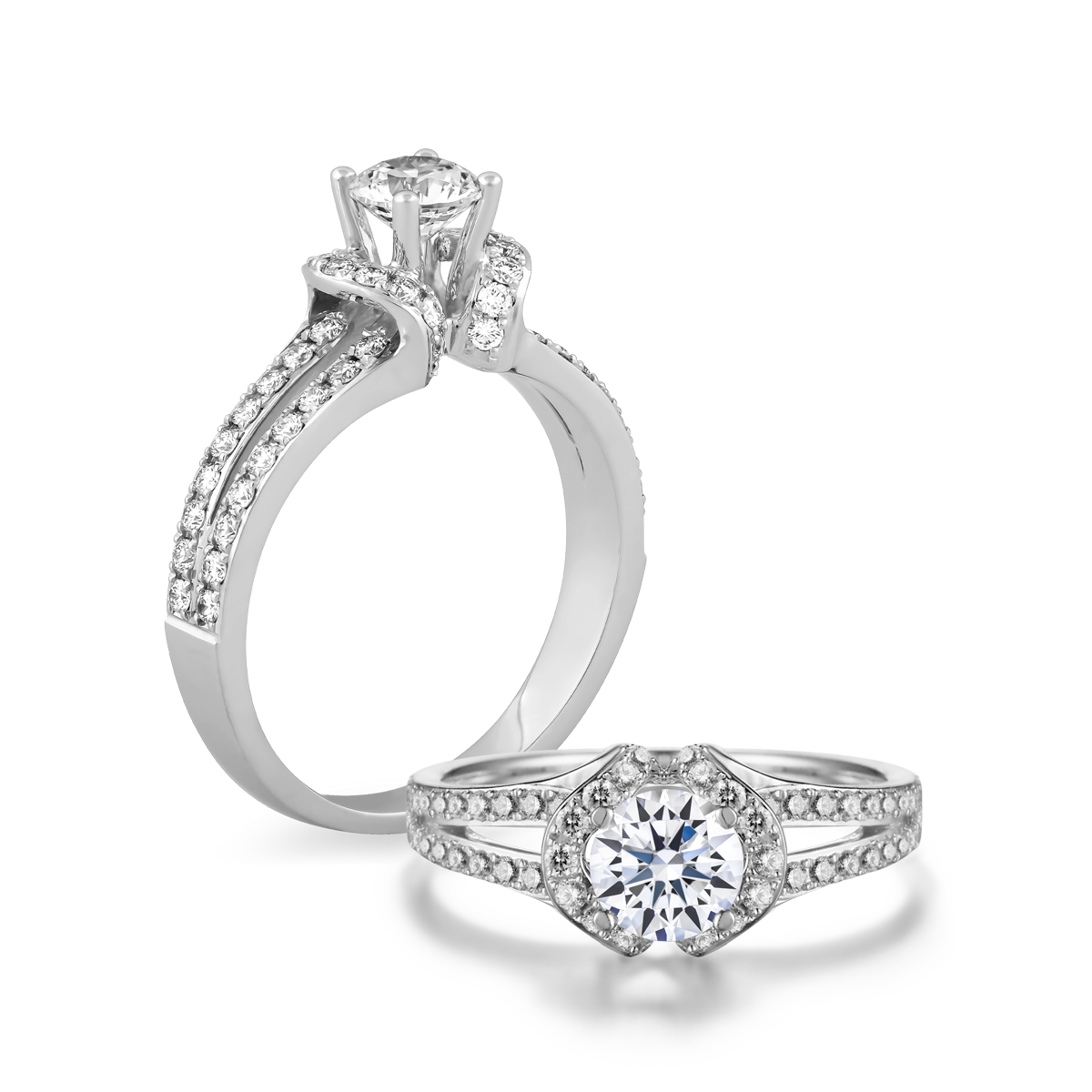Nhẫn nữ kim cương tấm vàng 14K Daedal 3C