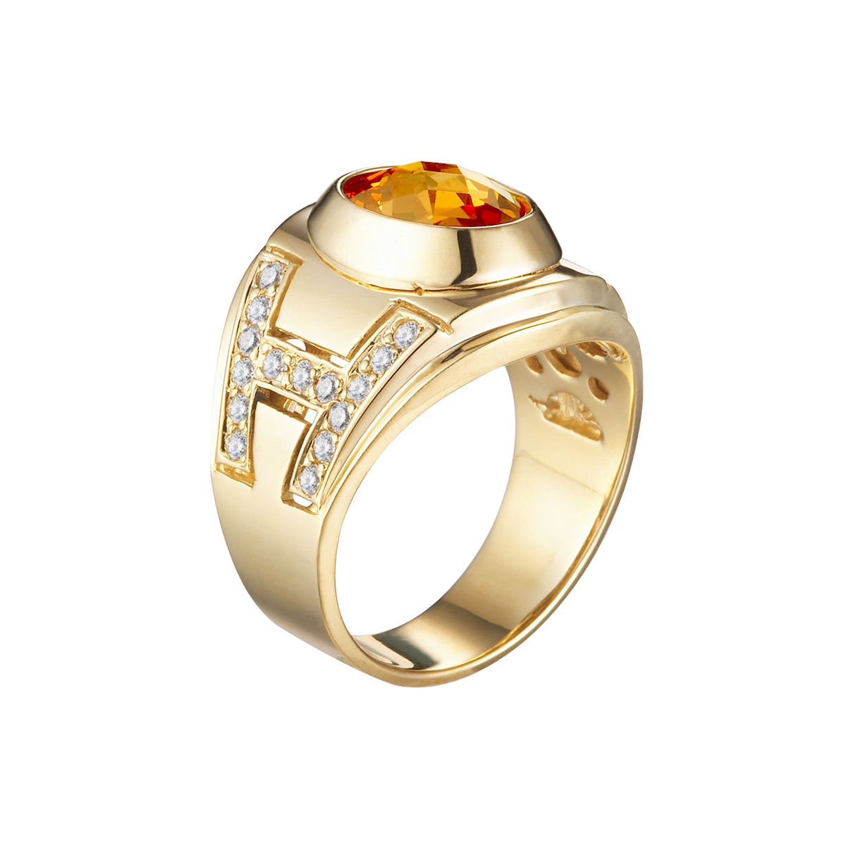 Nhẫn nam đính đá màu Champagne vàng 14K Pride S.Cha Y