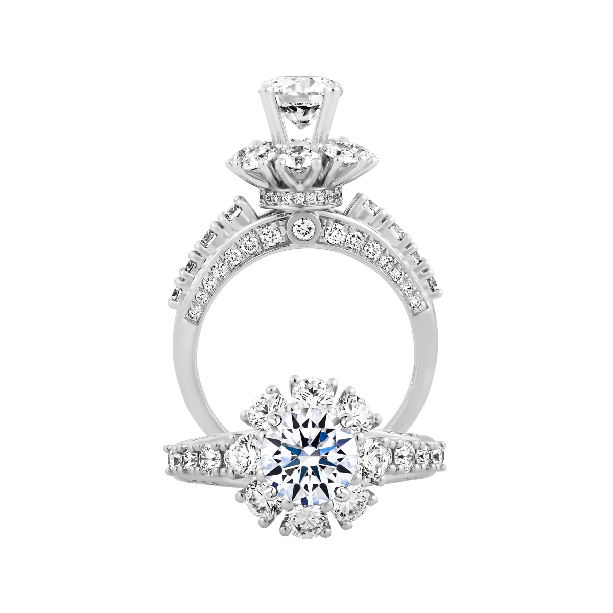 Nhẫn nữ kim cương tấm vàng 14K Grandeur 5C