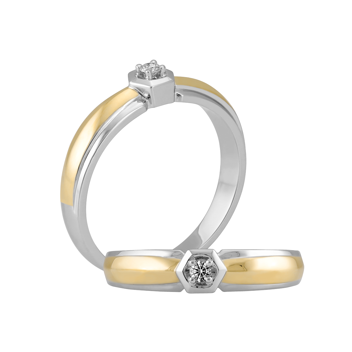 Nhẫn cưới nữ kim cương viên vàng 14K Tristina F