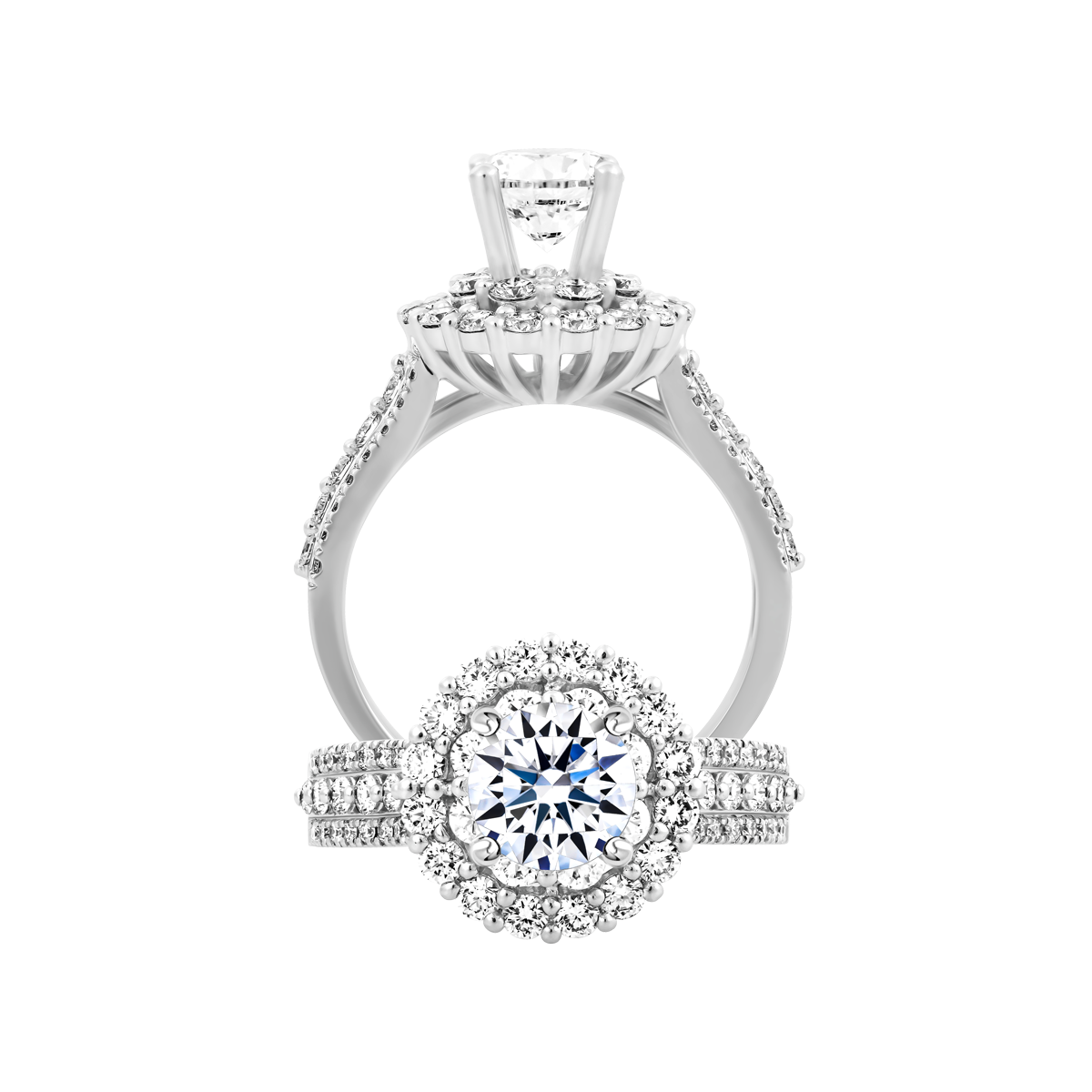 Ổ nhẫn nữ kim cương tấm vàng 14K Clarisa 1CT
