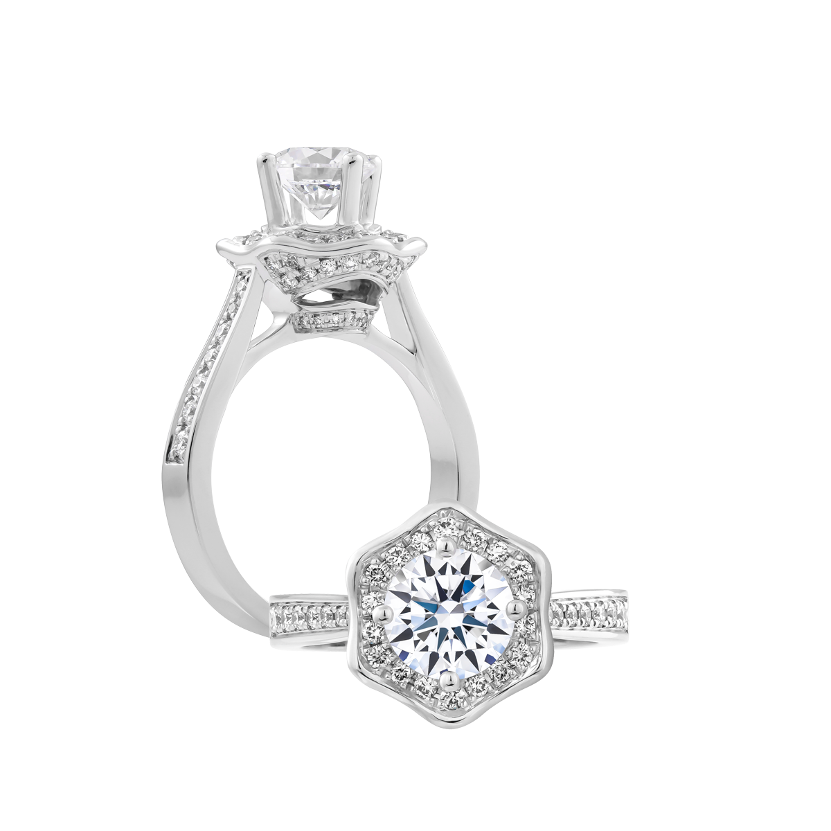 Nhẫn nữ kim cương tấm vàng 14K Homage N 5C