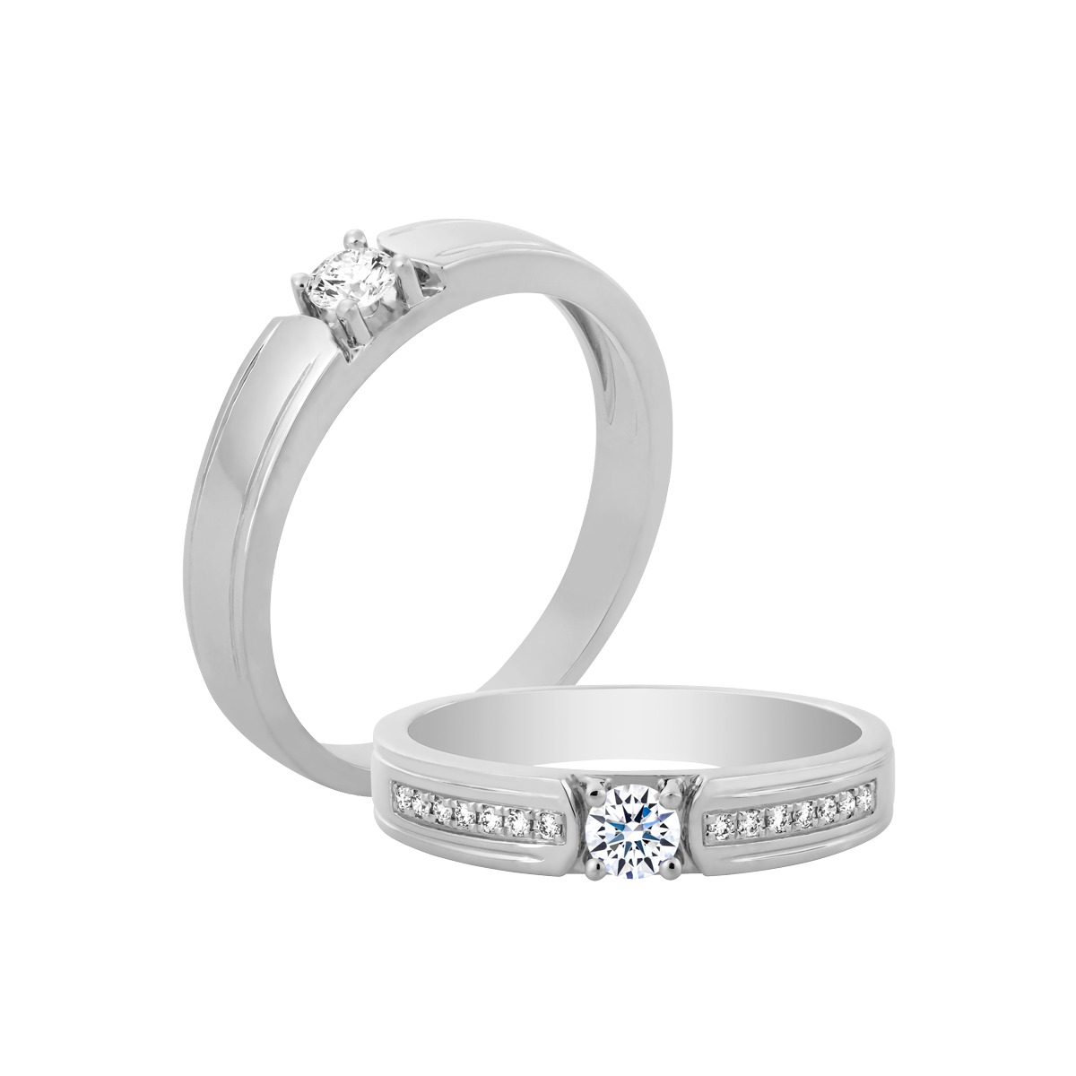 Nhẫn cưới nữ kim cương vàng 14K Beloved 10p ST F