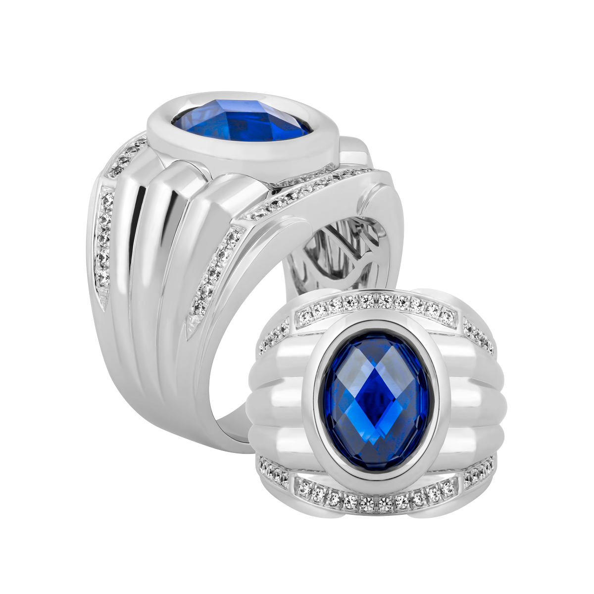 Nhẫn nam đính đá màu Sapphire vàng 10K Bailey N S.Sap W