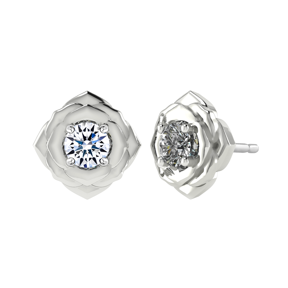 Hoa tai kim cương 8 Hearts & Arrows vàng 14K Black rose NS H&A 2C