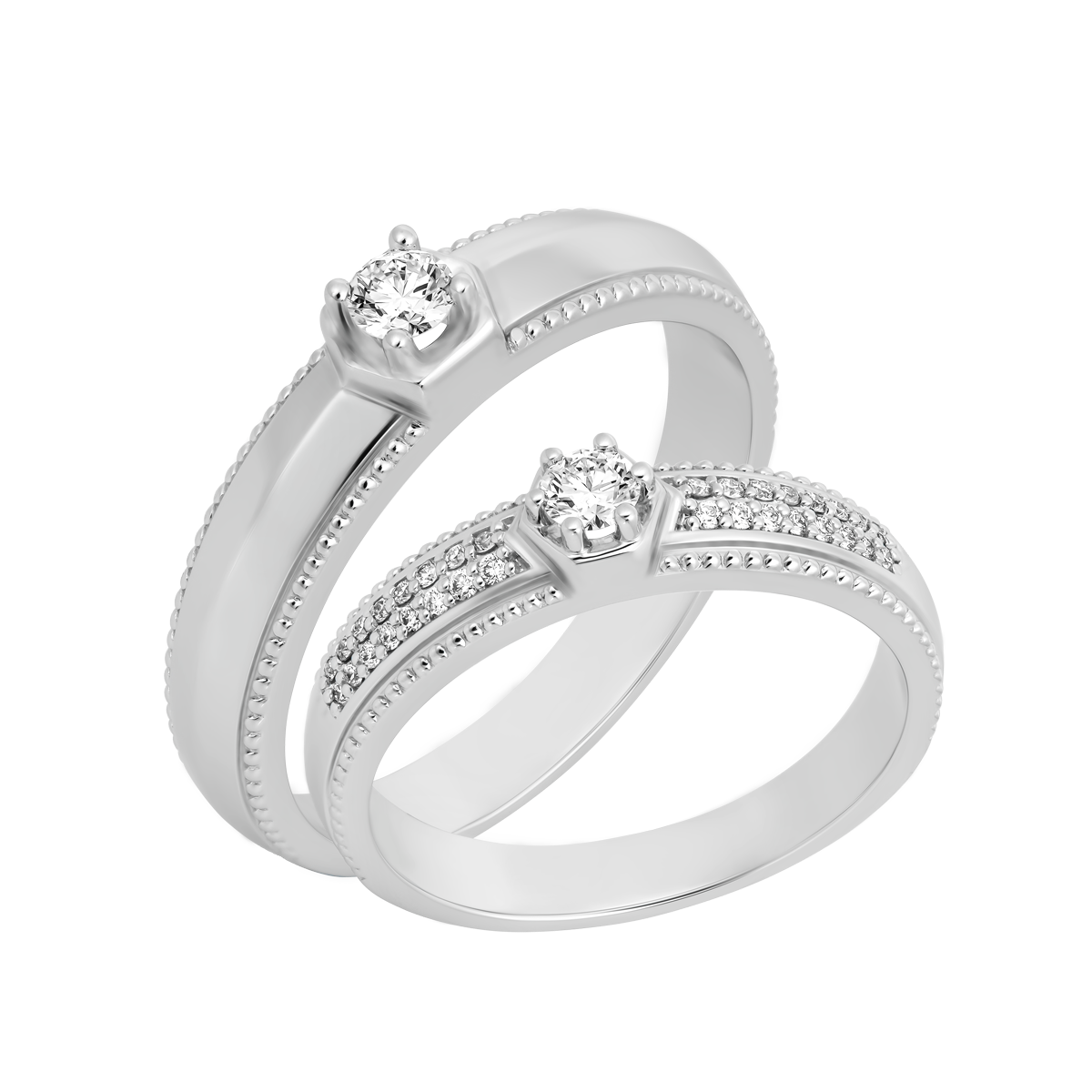 Nhẫn cưới nam kim cương vàng 14K Sweetheart 10p M