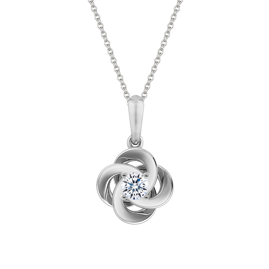 Mặt đính đá CZ vàng 14K Fate twine 2C