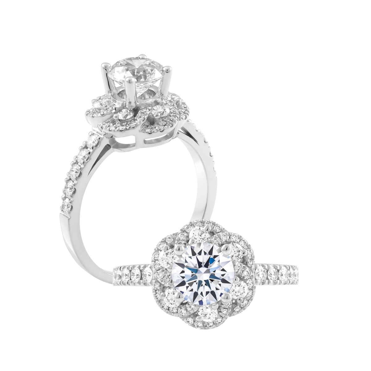 Ổ nhẫn nữ kim cương tấm vàng 14K Naiya 3C
