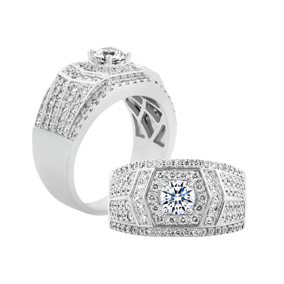 Nhẫn nam kim cương tấm vàng 14K Elmer 1CT W
