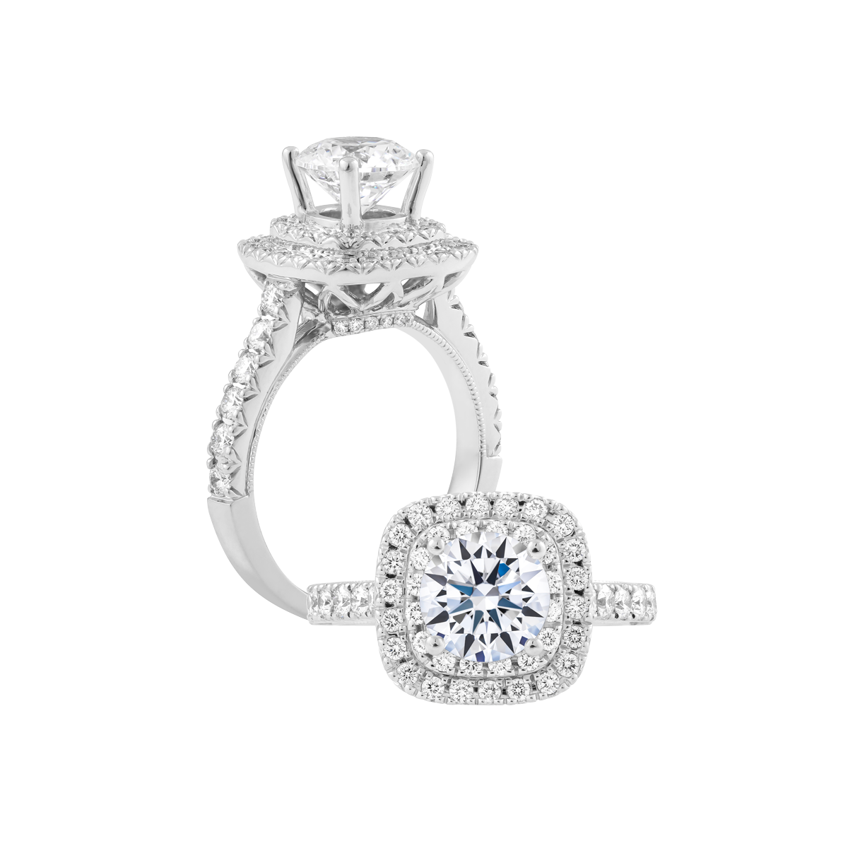 Ổ nhẫn nữ kim cương tấm vàng 14K Calista 3C