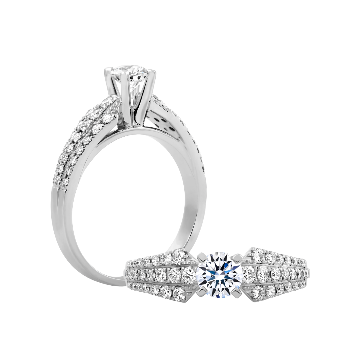 Ổ nhẫn nữ kim cương tấm vàng 14K Fernery N 5C