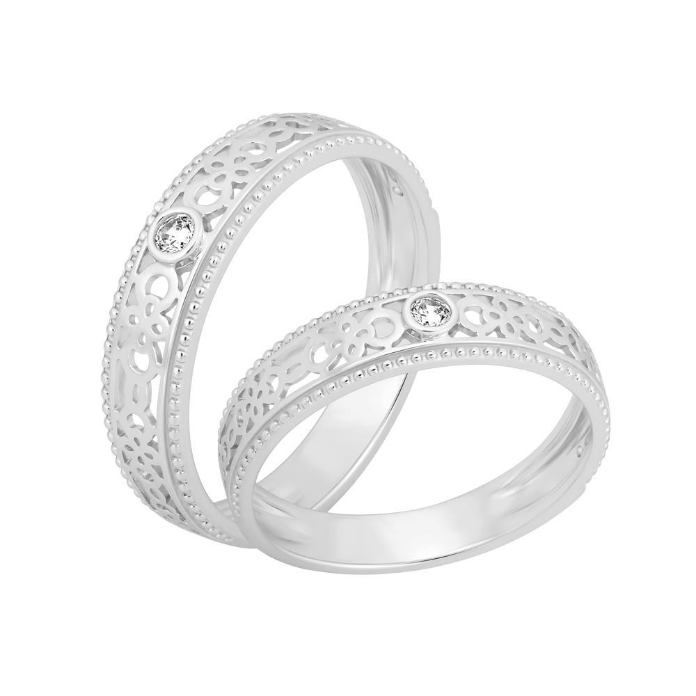 Nhẫn cưới nữ đính đá CZ vàng 10K Doublet F