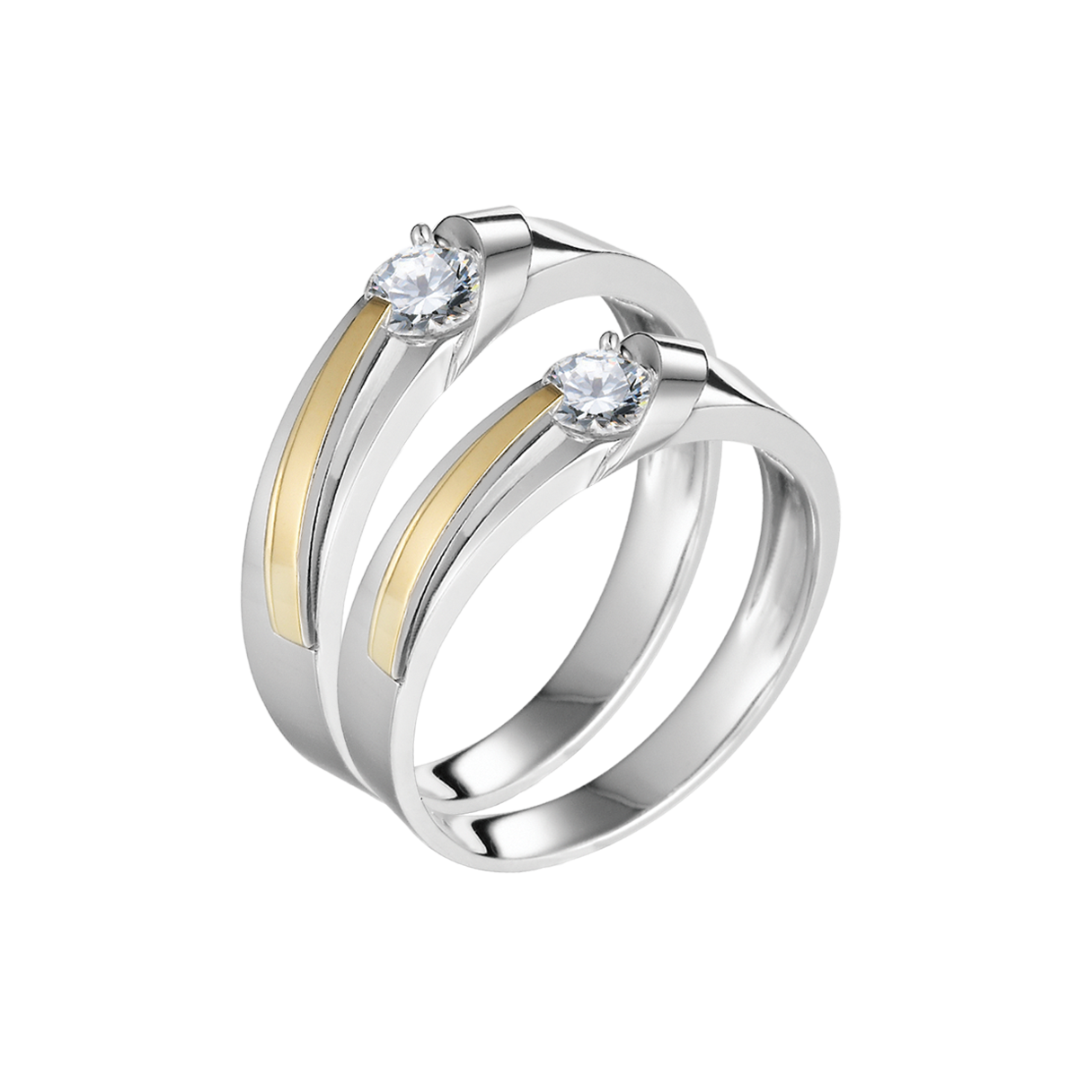 Nhẫn cưới nam đính đá CZ vàng 14K Bleeper N2C M