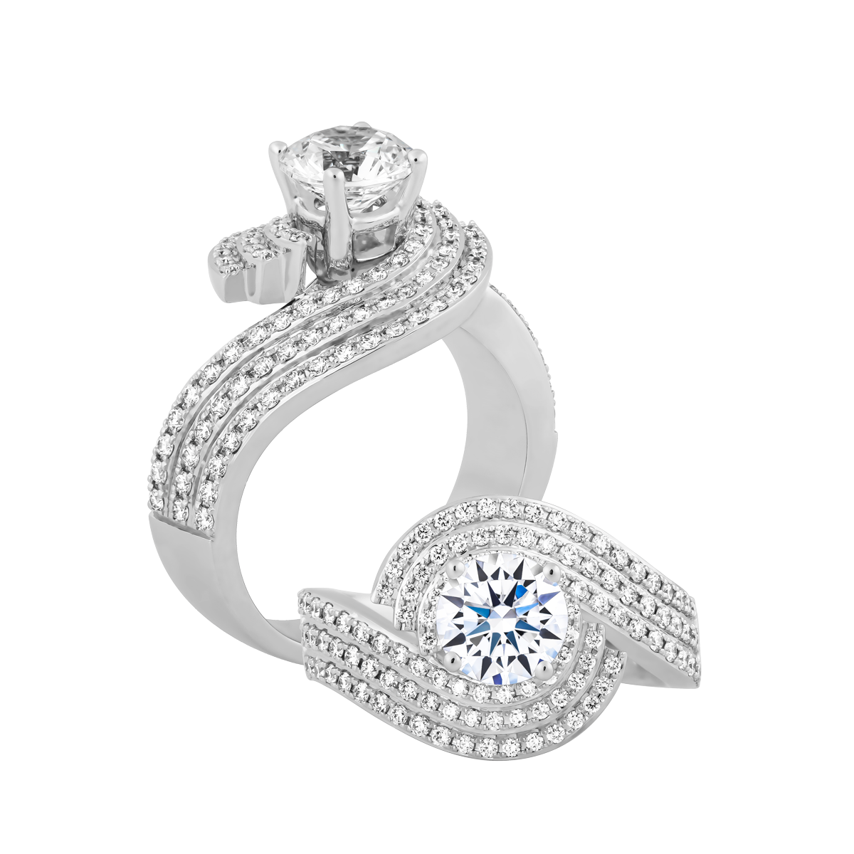 Ổ nhẫn nữ kim cương tấm vàng 14K Zigzagging N 5C