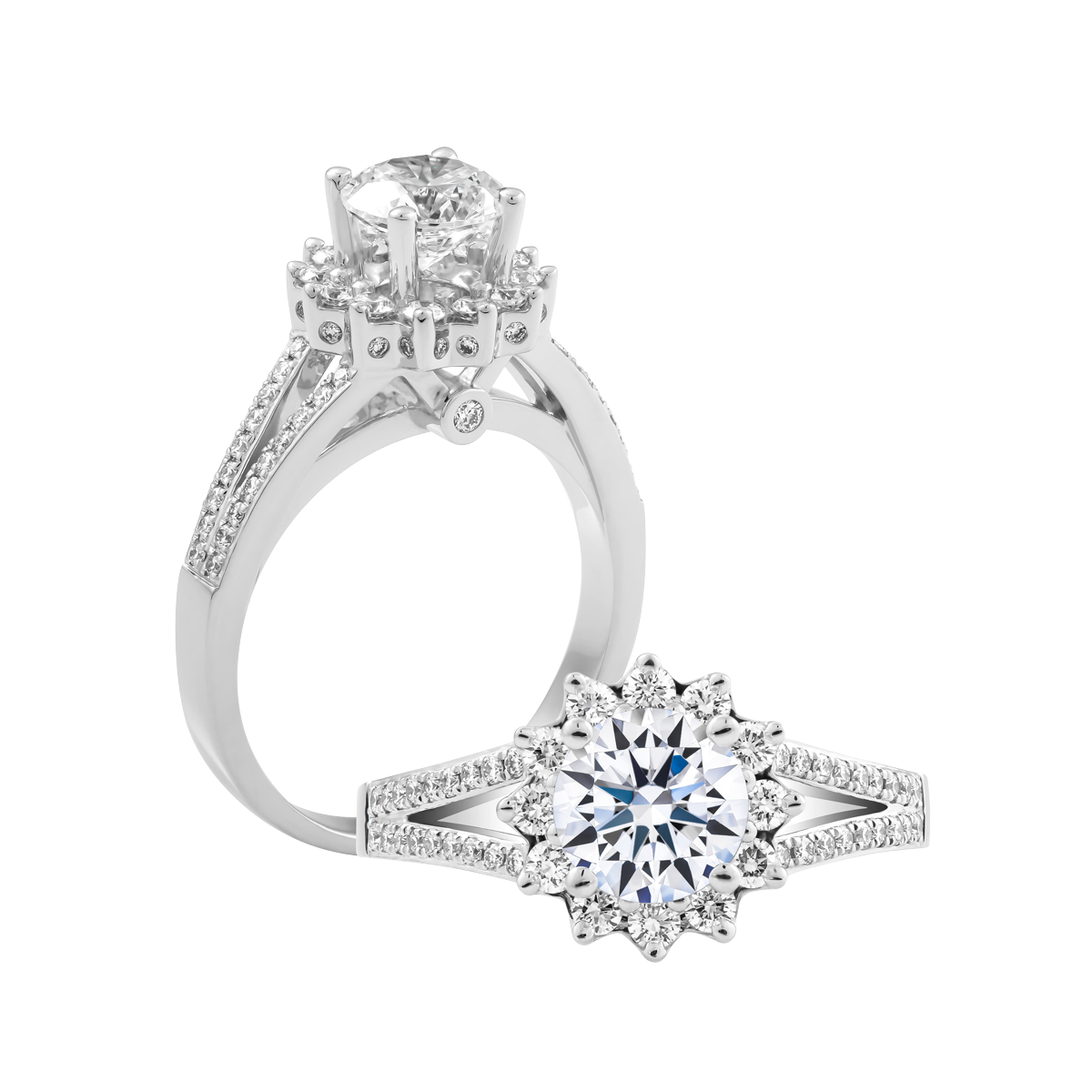 Ổ nhẫn nữ kim cương tấm vàng 14K Horizon N 5C