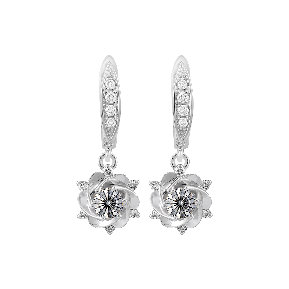 Ổ Bông kim cương tấm vàng 14K Camelia L 2C