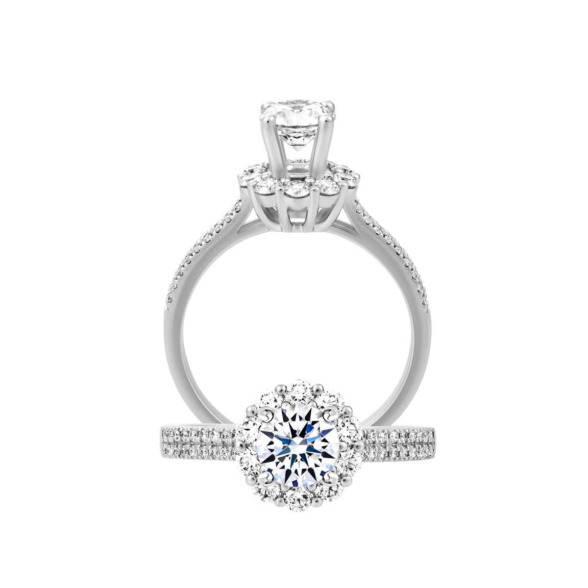 Nhẫn nữ kim cương tấm vàng 14K Shining flower 5C