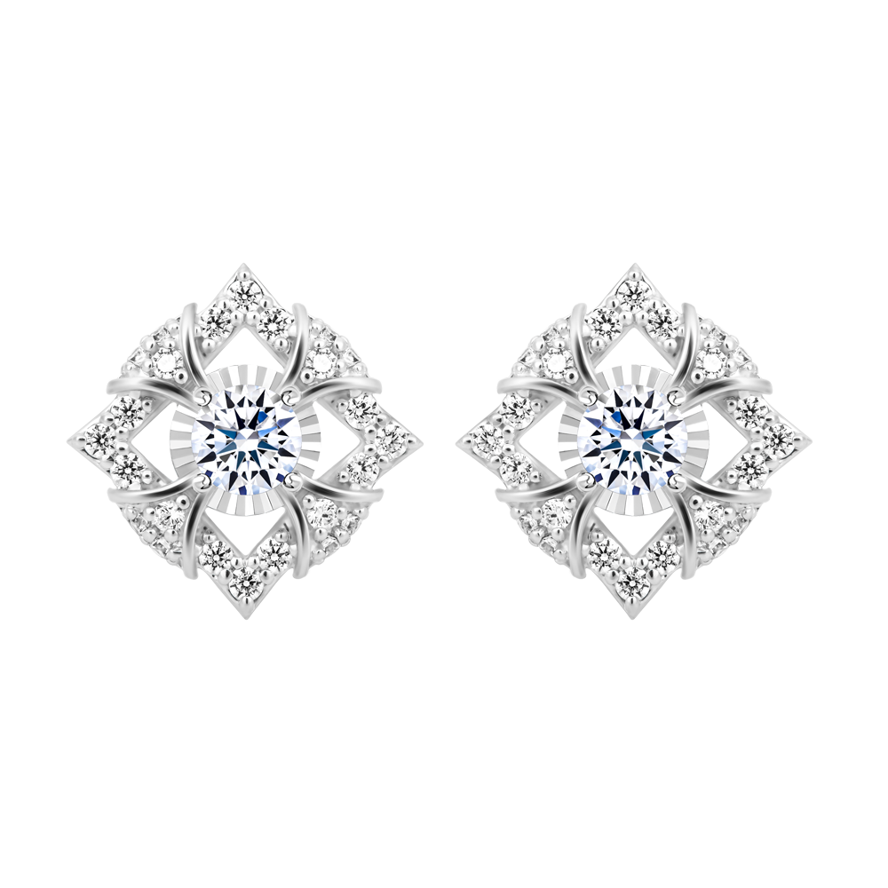 Hoa tai đính đá CZ vàng 14K Elegant 2C