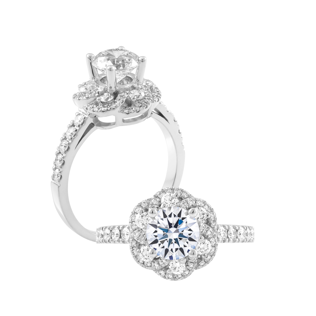 Ổ nhẫn nữ kim cương tấm vàng 14K Naiya 5C