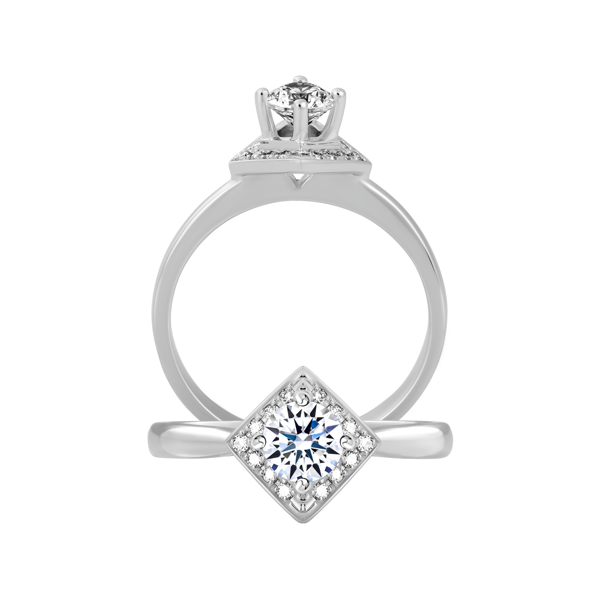 Ổ nhẫn nữ kim cương tấm vàng 14K Primier 2C