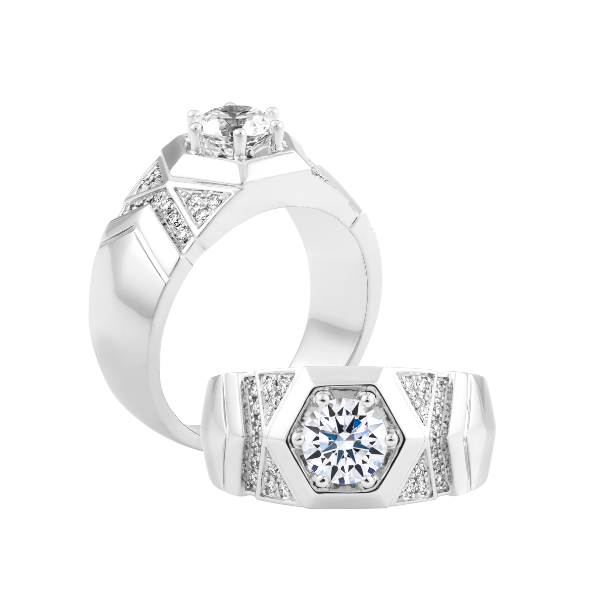 Nhẫn nam kim cương tấm vàng 14K Aventador D 5C W