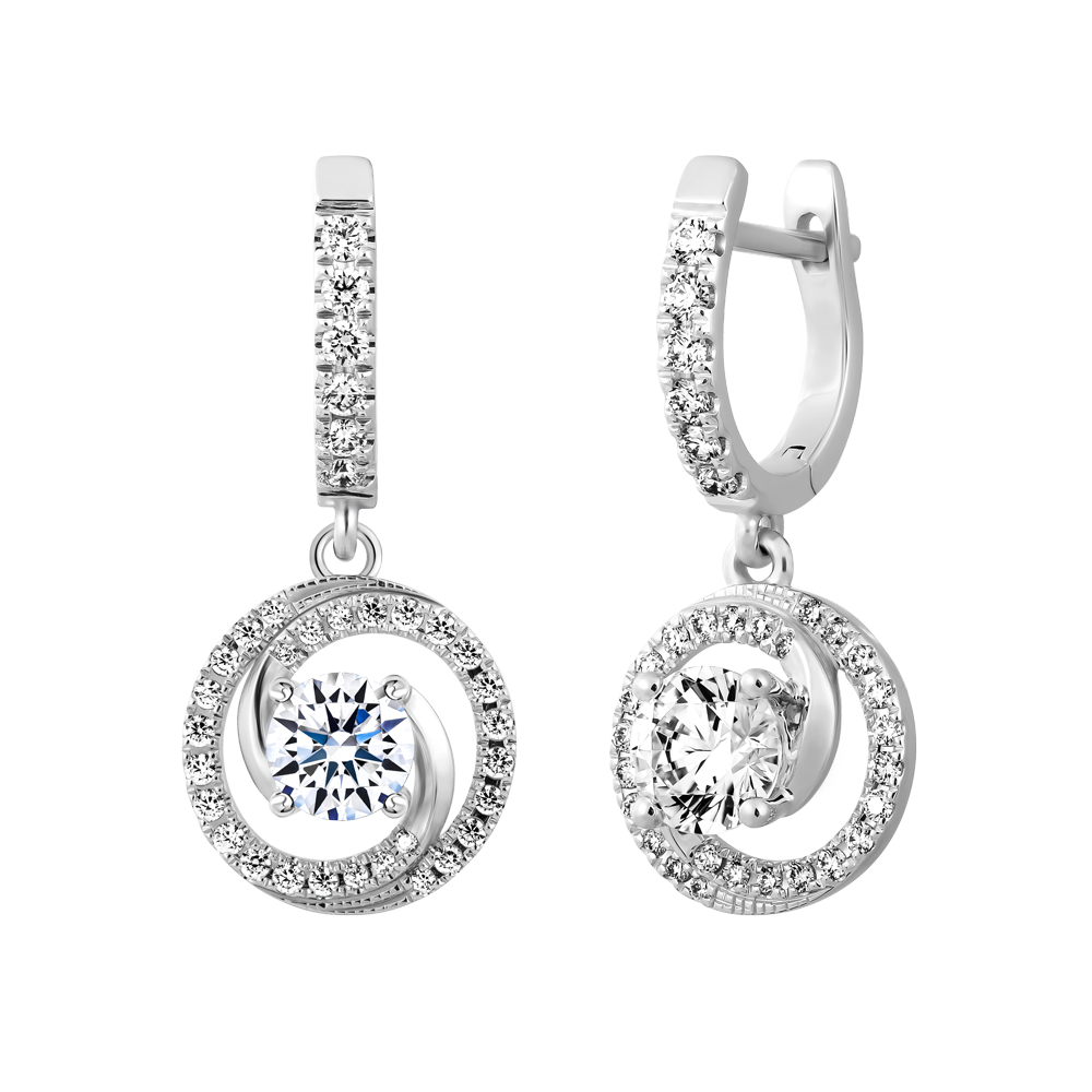 Hoa tai kim cương tấm vàng 14K Circular L 5C