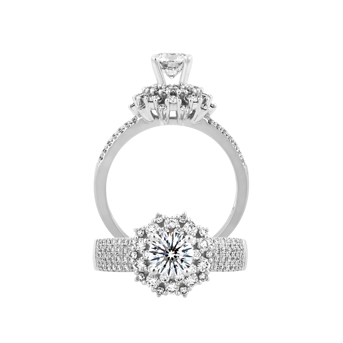 Nhẫn nữ kim cương tấm vàng 14K Empress 3C
