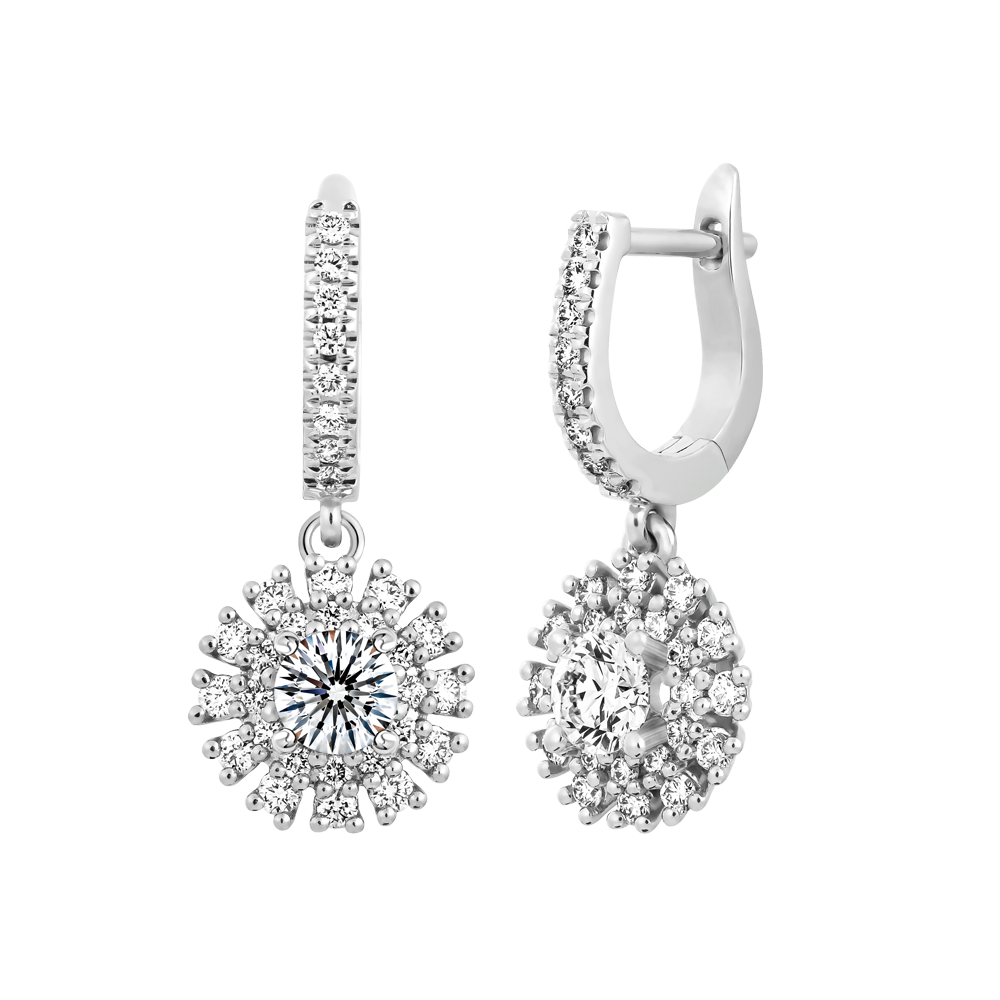 Hoa tai kim cương tấm vàng 14K Calantha L 3C