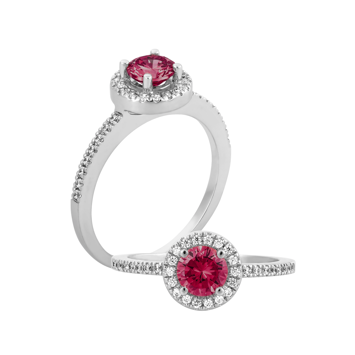 Nhẫn nữ đính đá màu Ruby vàng 10K Waddle N5C S.RUB