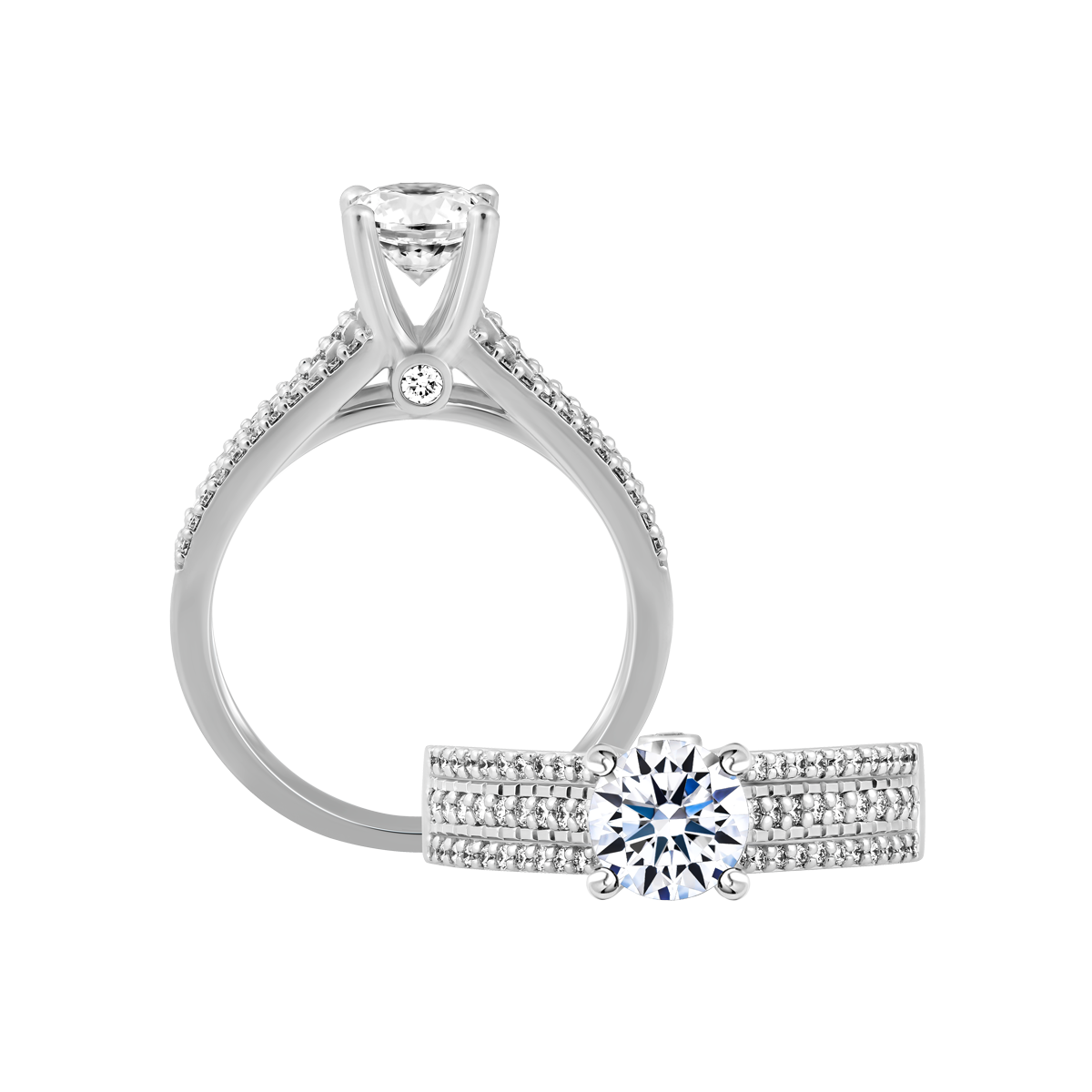 Ổ nhẫn nữ kim cương tấm vàng 14K Adivity 1CT