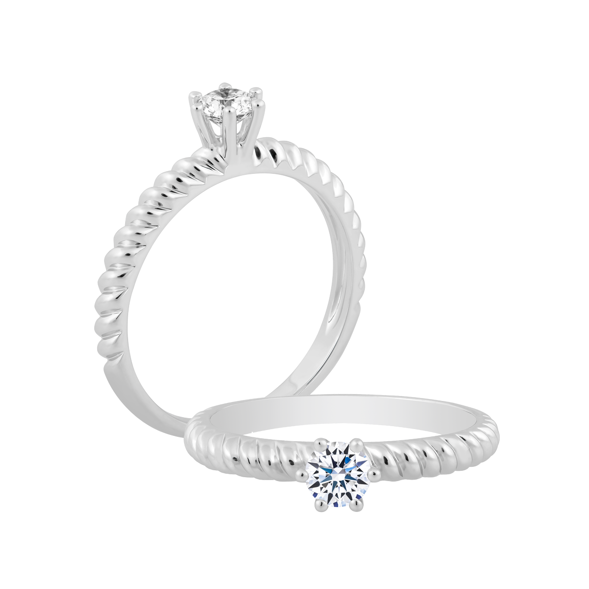 Nhẫn nữ kim cương 8 Hearts & Arrows vàng 14K Carminda H&A 2C