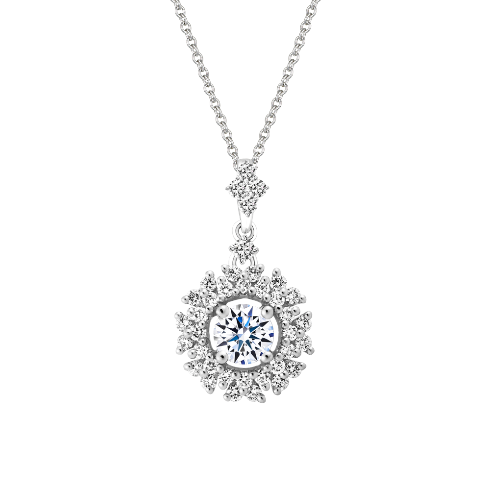 Mặt kim cương 8 Hearts & Arrows vàng 14K Begonia N2 H&A 3C